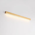 A long, slim walnut-coloured wooden and acrylic LED strip light mounted on a wall.