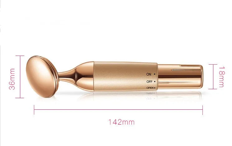 Gold ABS electric facial massager 142x36mm high-frequency micro-vibration home beauty tool
