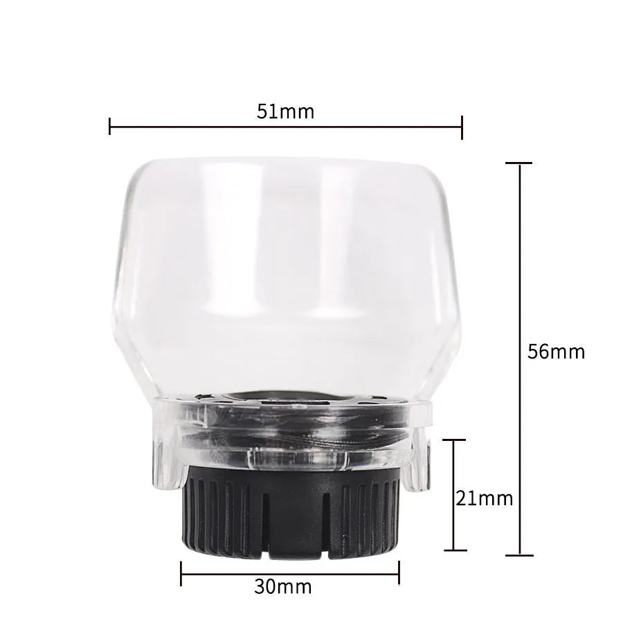 Transparent plastic horn protective cover for Delta industrial tools with 17.5-19mm thread port.