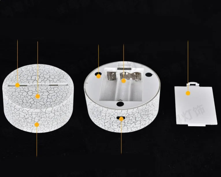 Shark Series 3D acrylic LED table lamp with square ABS base and remote control.