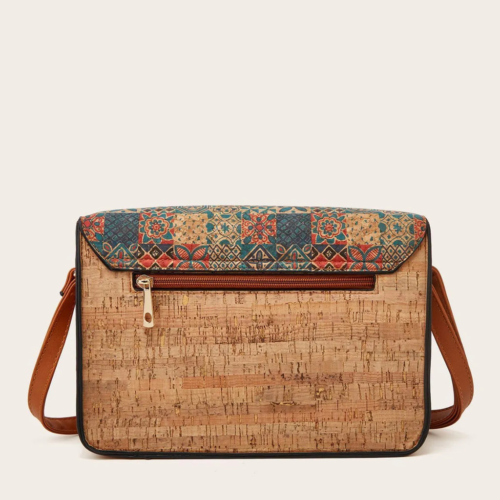 PU leather women's crossbody bag with printed pattern and adjustable shoulder strap