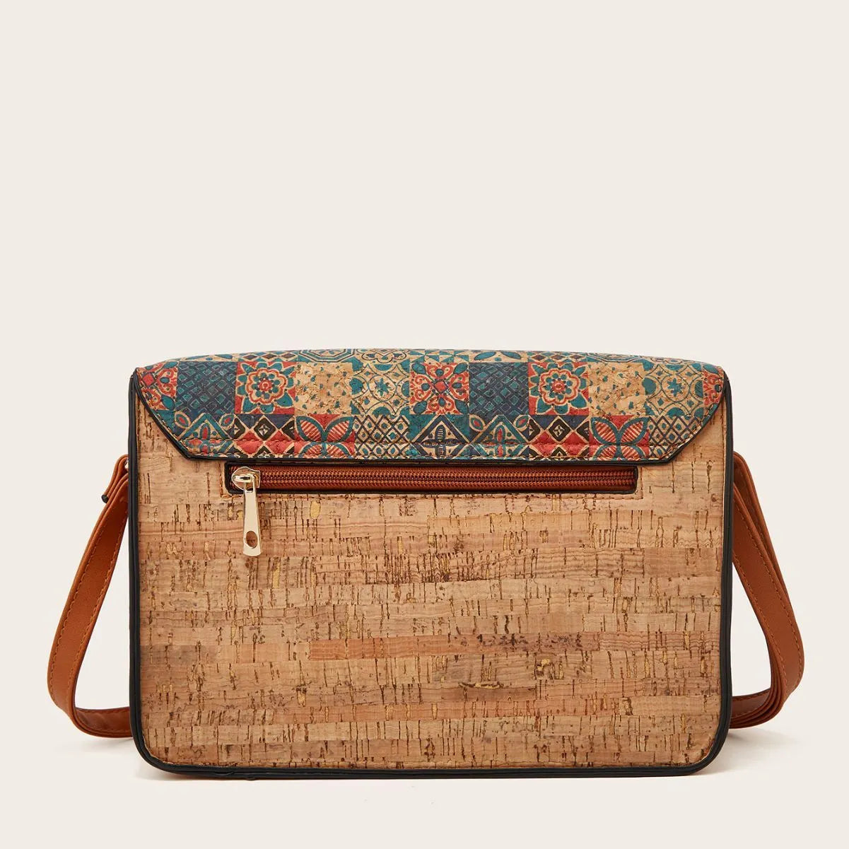 PU leather women's crossbody bag with printed pattern and adjustable shoulder strap