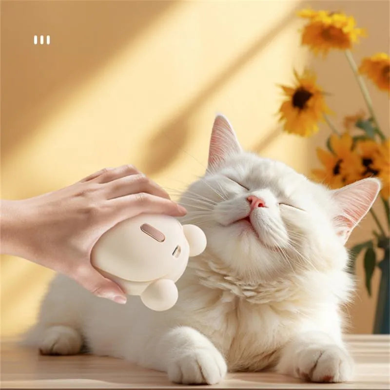 Pink and yellow pet spray massage comb with water mist function and removable silicone comb head