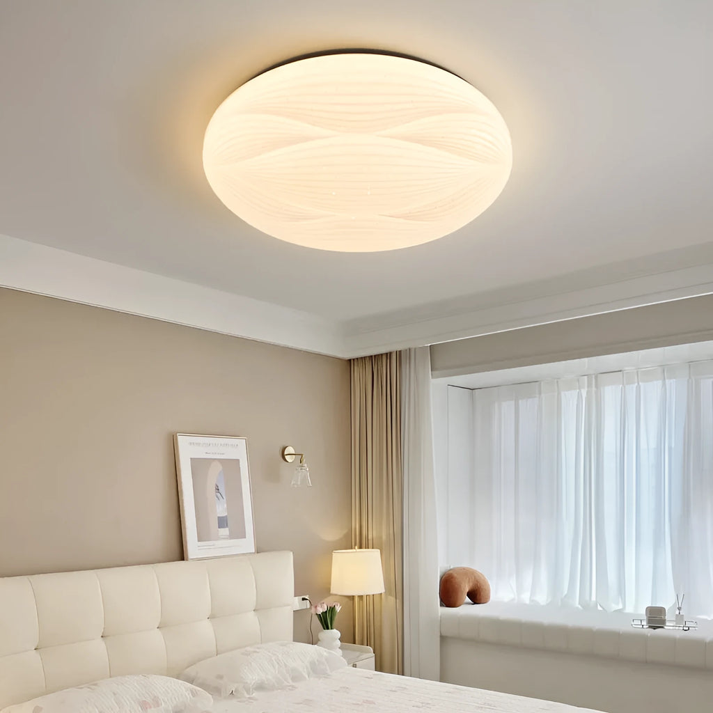 Modern light luxury cream copper round ceiling lamp with low voltage 36V for bedroom