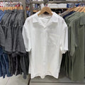 Men's modal cotton open collar shirt in beige colour with cardigan collar design