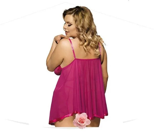 Women's black lace mesh sleepdress lingerie showing seamless construction and sling dress design