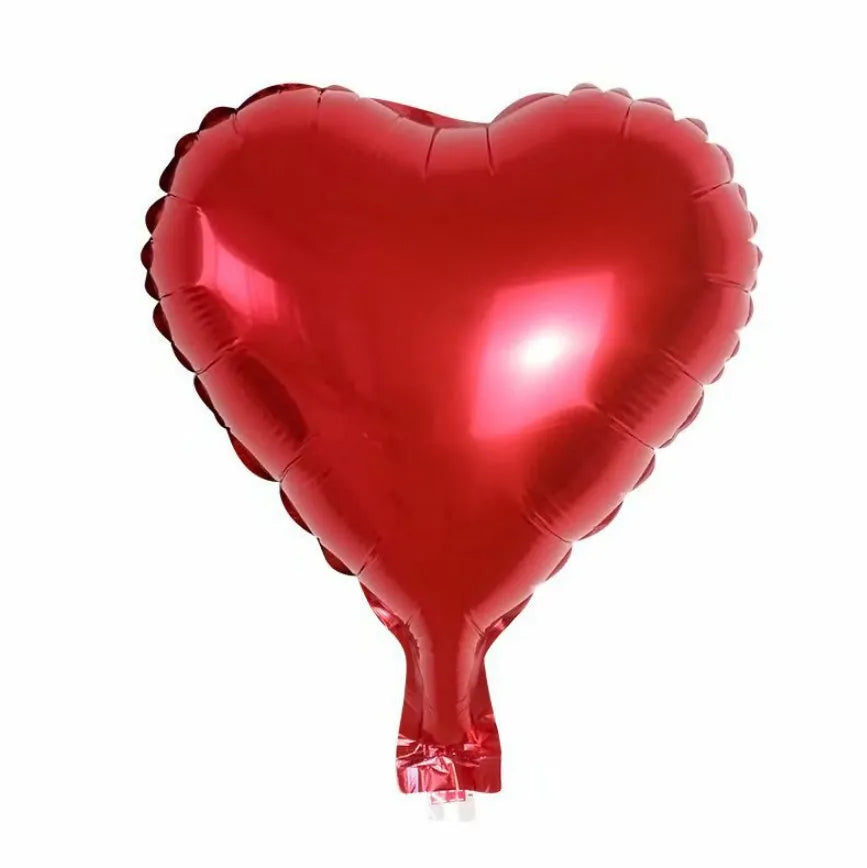 Five peach heart shaped aluminium foil balloons with sparkling finish in assorted colours