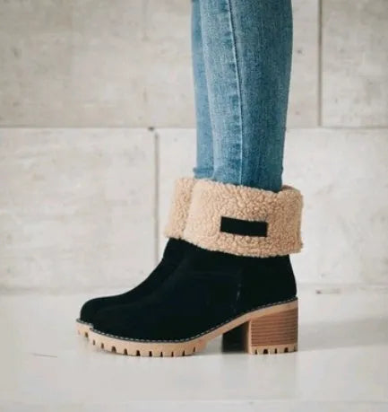 Women's mid-calf suede snow boots with beef tendon soles in five colour options