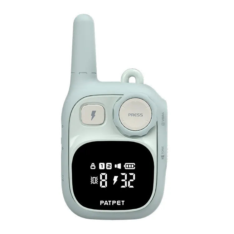 Light blue remote control dog bark stopper training collar with ABS plastic body and 600m range