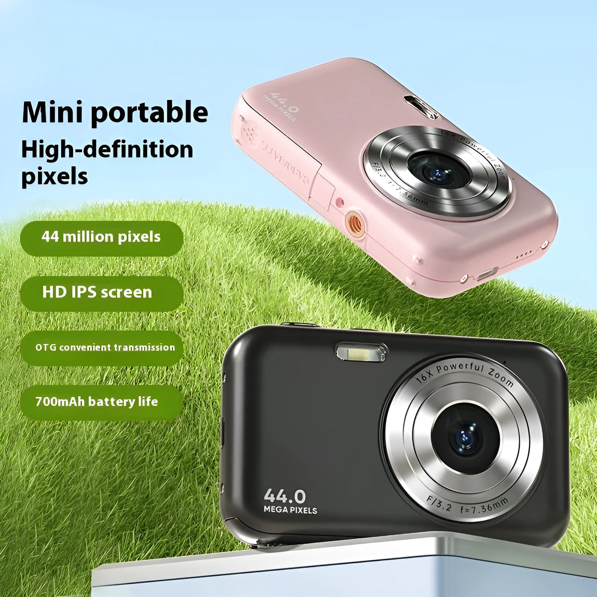 Home HD digital children camera 44MP 1080p with 2.4 inch screen, available in black, green, pink, purple