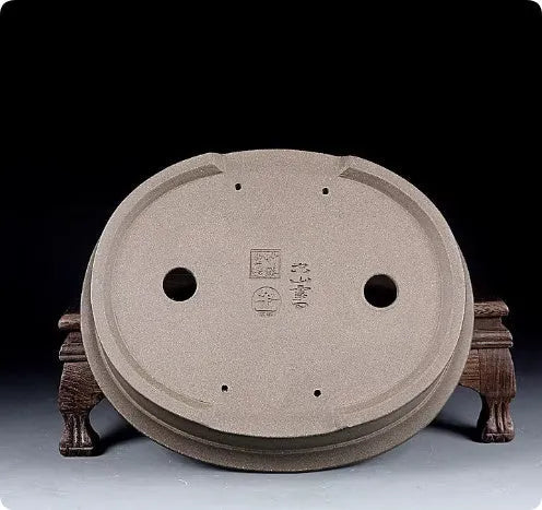 Handmade antique oval purple sand ceramic bonsai pot for succulents.