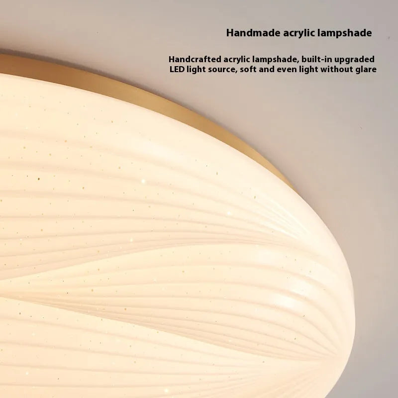 Modern light luxury cream copper round ceiling lamp with low voltage 36V for bedroom