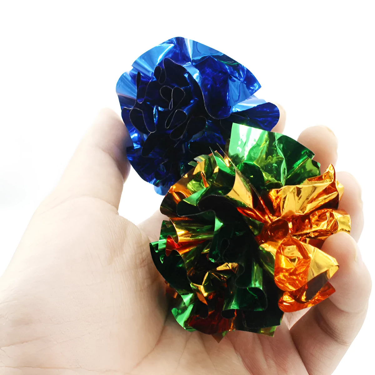 Cat toy ringing paper ball approximately 5-6cm in diameter, random colour, lightweight design for grasping play