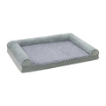 Grey cloth dog kennel with cushion for medium or large dogs, shown in light and dark grey colour options.