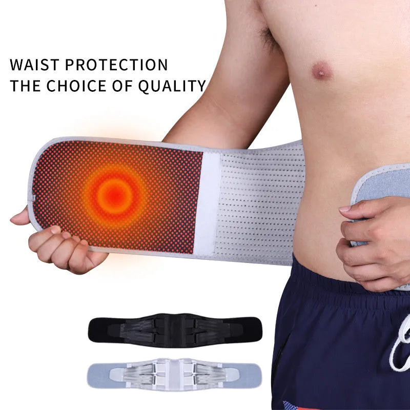 Self-heating fitness waist support belt in black, 100cm length and 22cm width