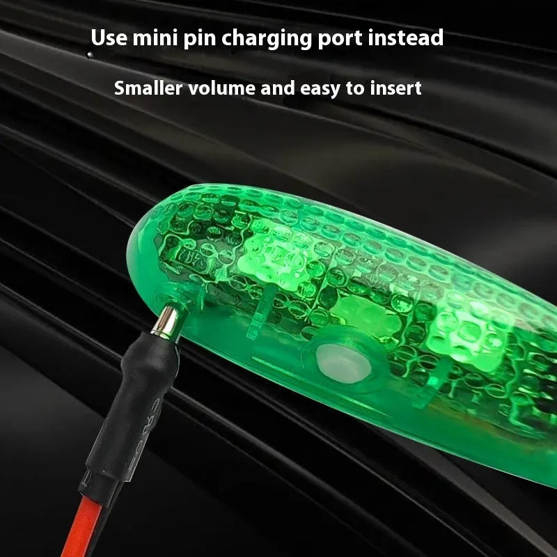 Three compact V3 wireless charging navigation lights with adhesive backing, shown in red, green, and white.