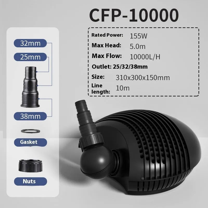 White horizontal CFP series submersible pond filter pump for large water features