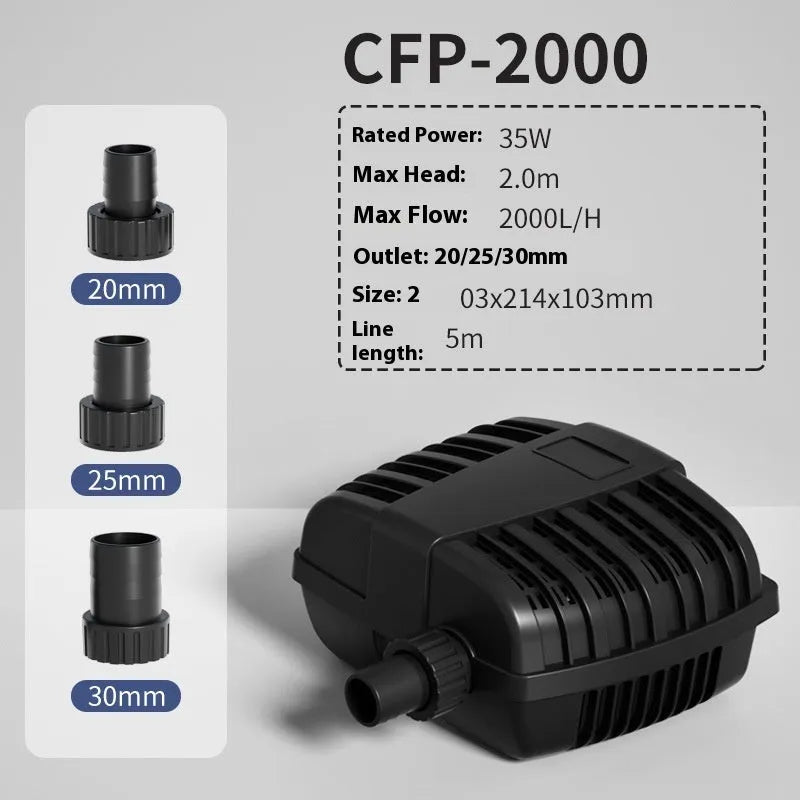 White horizontal CFP series submersible pond filter pump for large water features