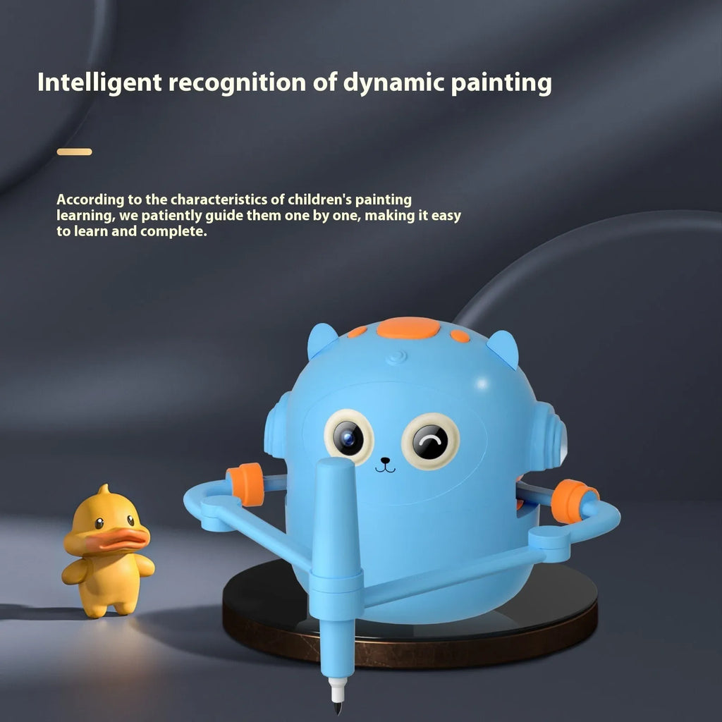 Early education automatic painting robot in Lake Blue with drawing cards and coloured pens