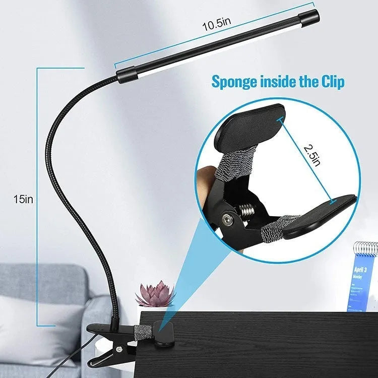 Black or white 26cm long USB-powered LED desk lamp for study desks.