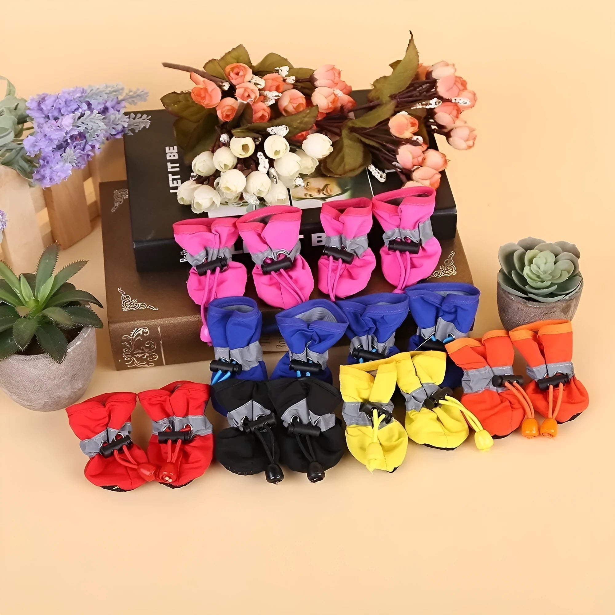 Cloth dog shoes with soft soles in multiple colour options showing decorative casual style