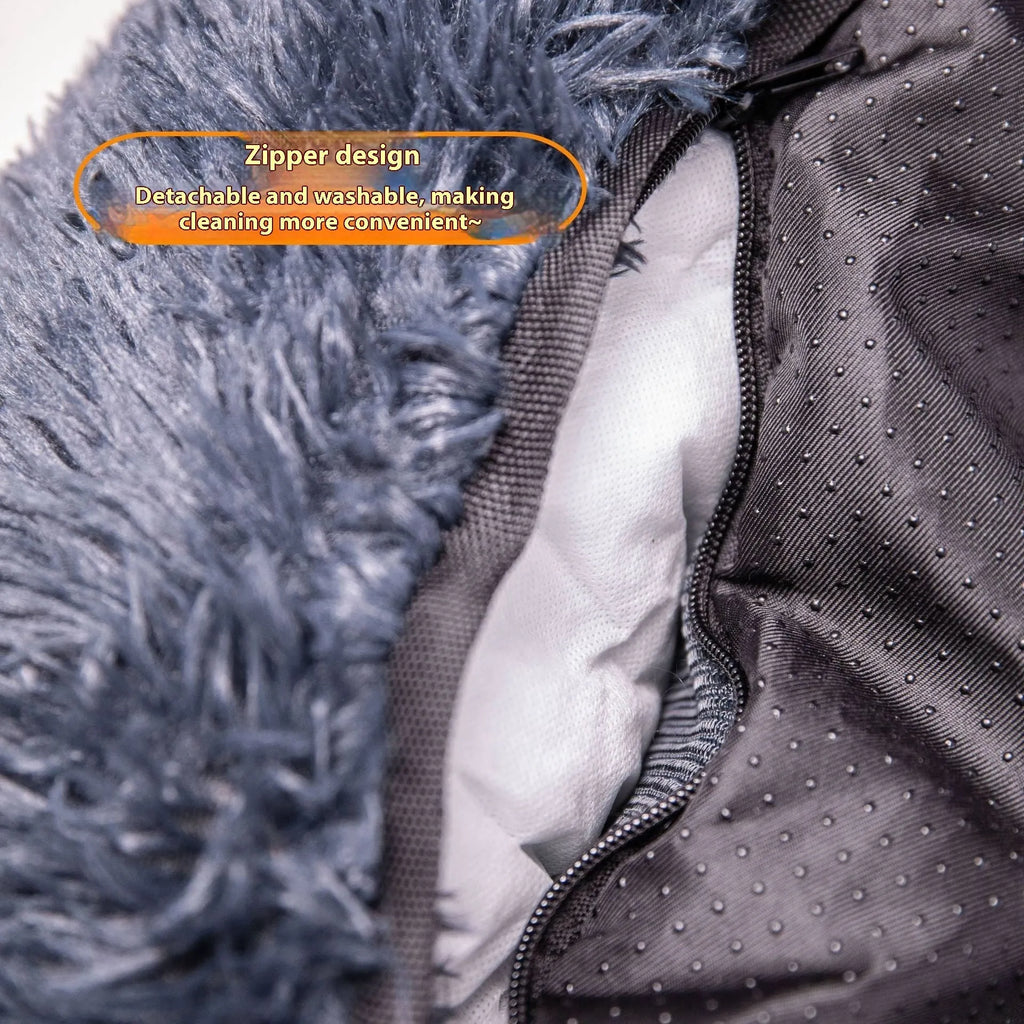 Winter thickened thermal vehicle pet mat in dark gray colour on car seat