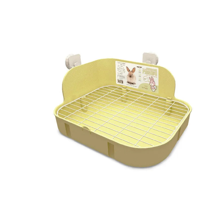 Green rabbit square toilet with bottom mesh for small pets, 29.1cm x 22.5cm x 16cm