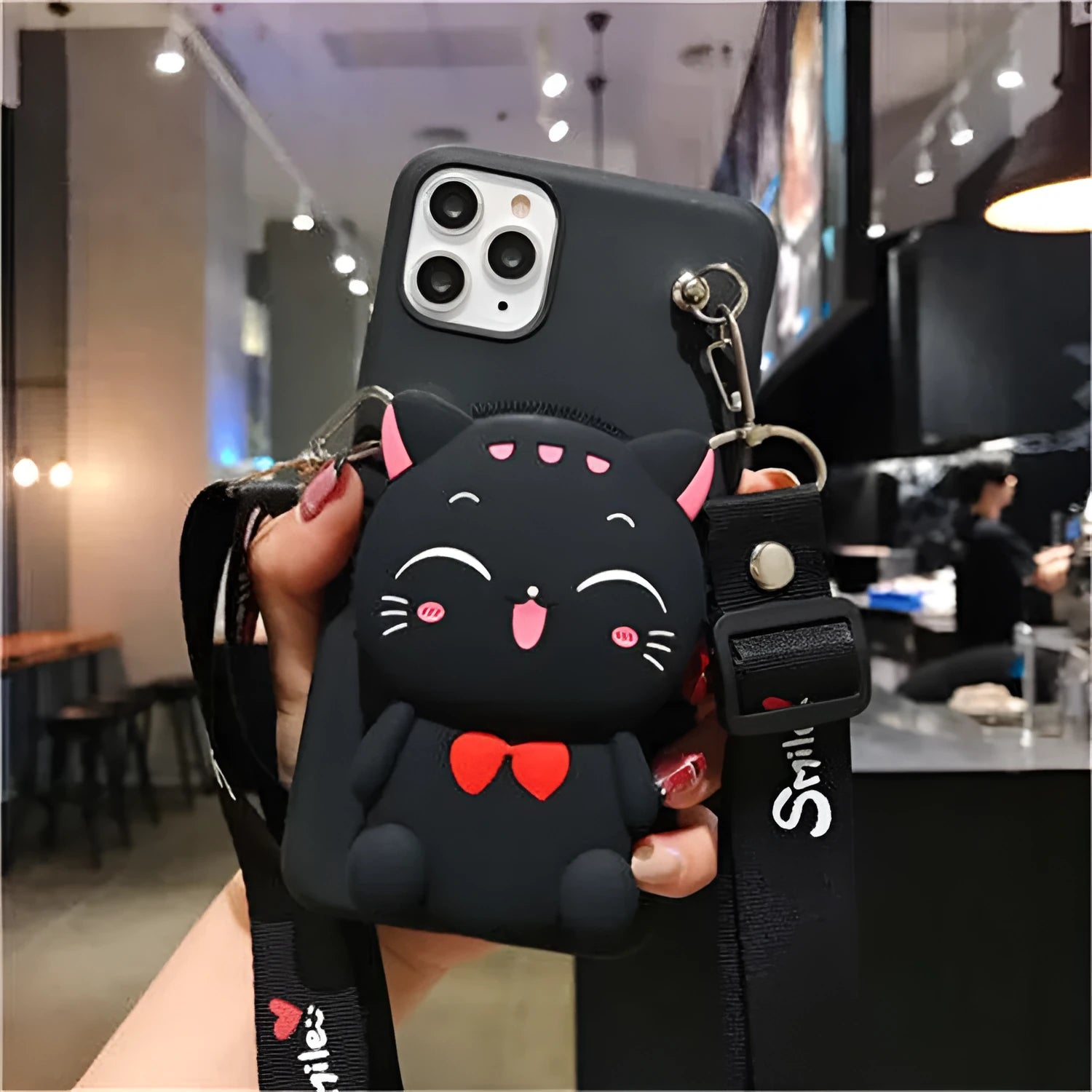 Cartoon camouflage silicone wallet case for Huawei phones in six colour options on a table