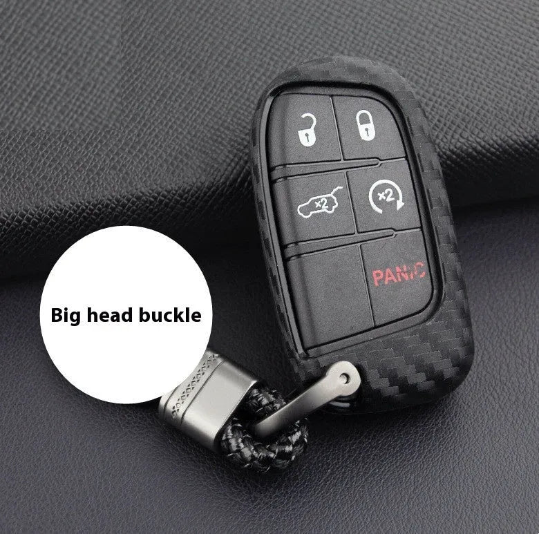 Silicone carbon fibre pattern key case for Dodge Chrysler Fiat car keys