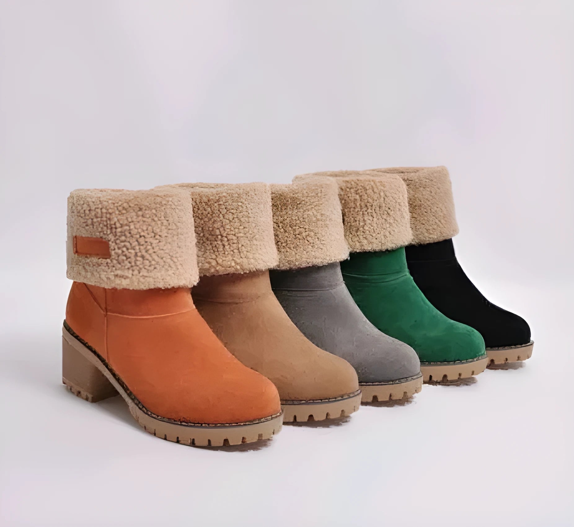 Women's mid-calf suede snow boots with beef tendon soles in five colour options