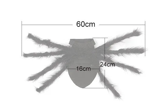 Pet spider costume with black feather cape and plush simulation spider on a cat