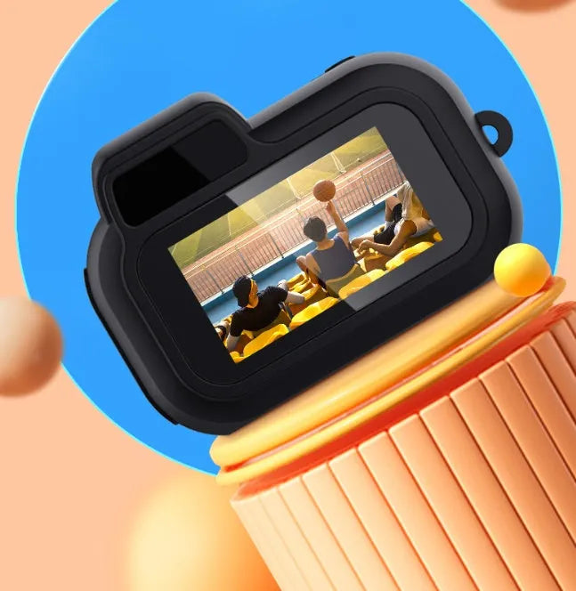 Black Y3000 HD sports camera with small display screen, shown with a memory card.