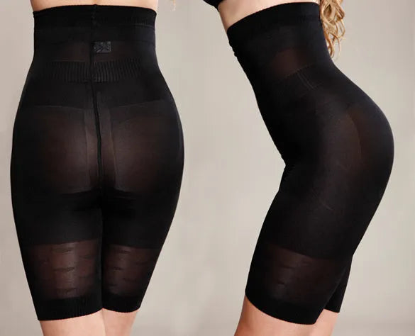 Women's seamless high waist shapewear shorts in black colour for tummy control
