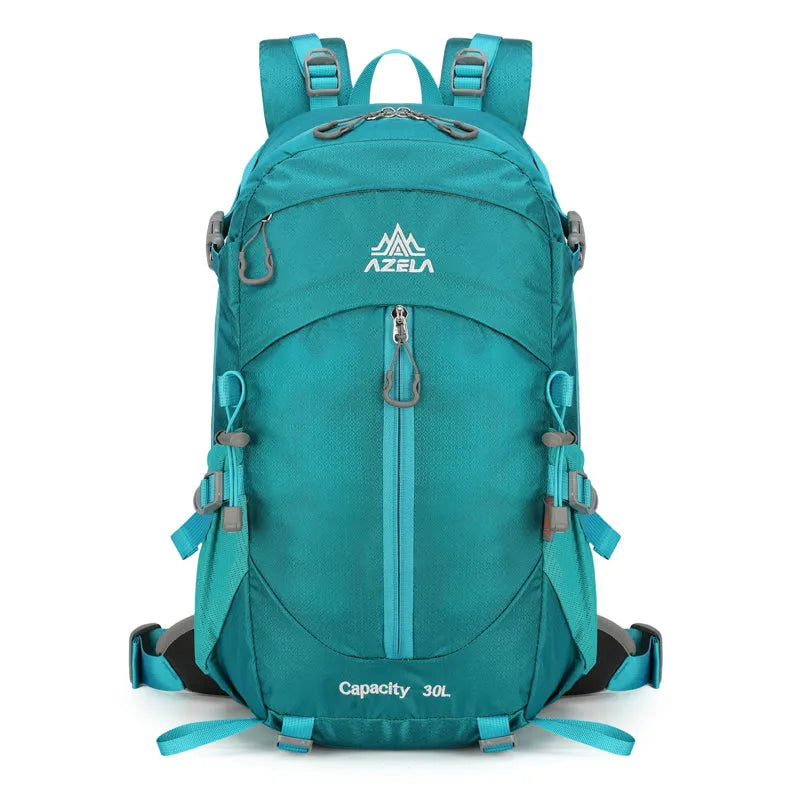 AZELA 30L Outdoor Hiking Backpack in black with adjustable straps on a white background