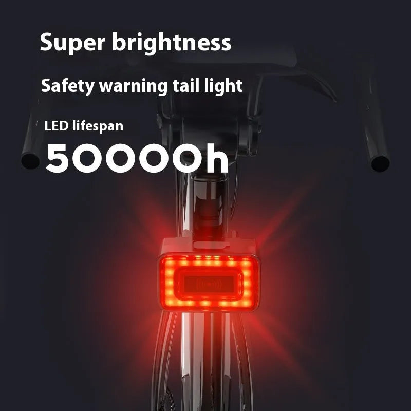 Black bicycle taillight with radar sensor mounted on dual seat post brackets, showing TYPE-C charging port.