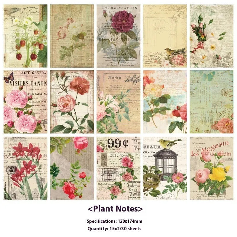 Printed retro literary notebook decorative paper letter in vintage colour theme