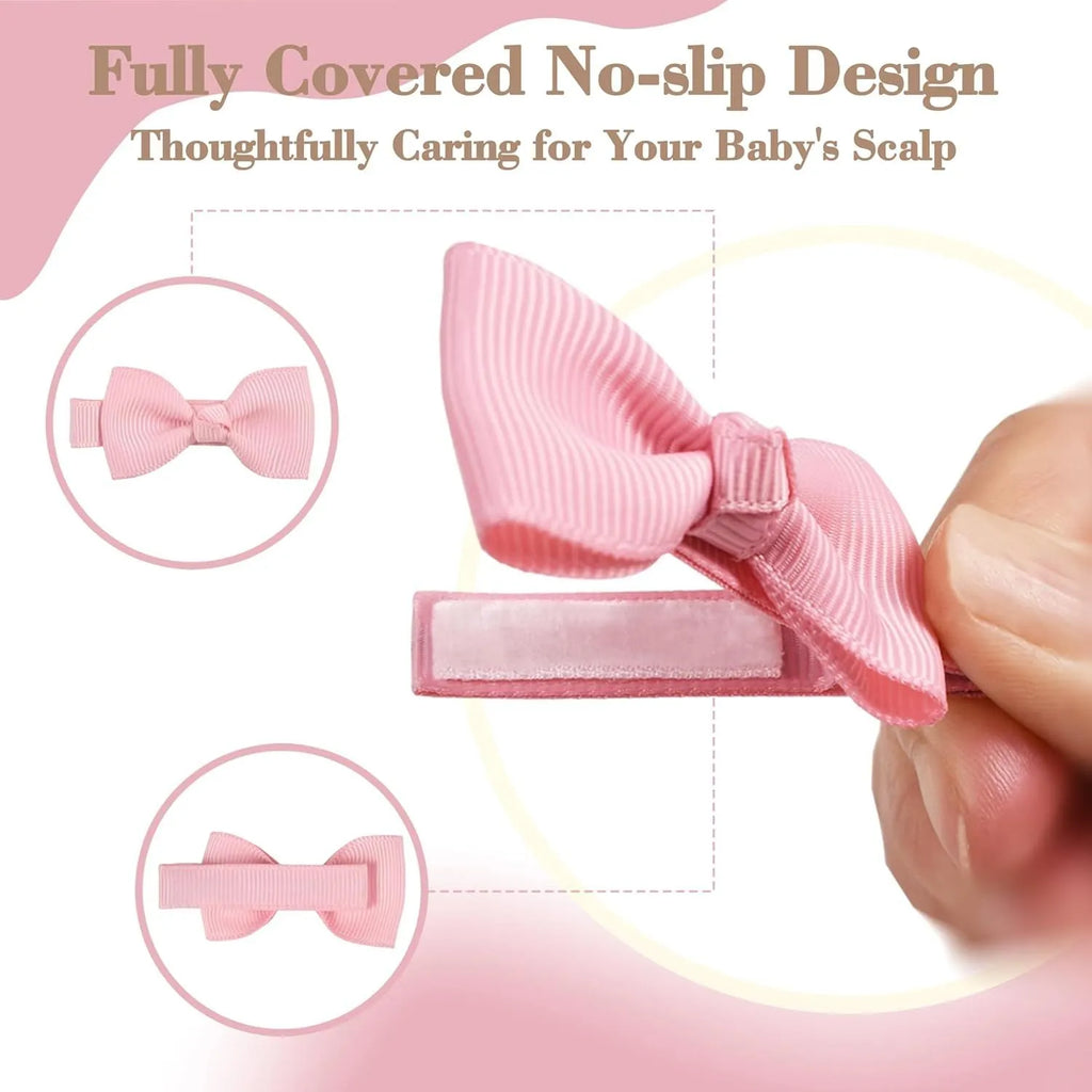 Pastel coloured baby hair clips and bows set with fully lined no-slip design