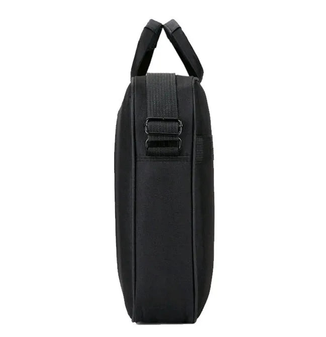Black polyester diagonal shoulder laptop bag for 15 to 15.6 inch ASUS laptops with multiple internal pockets