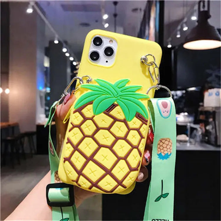 Cartoon camouflage silicone wallet case for Huawei phones in six colour options on a table