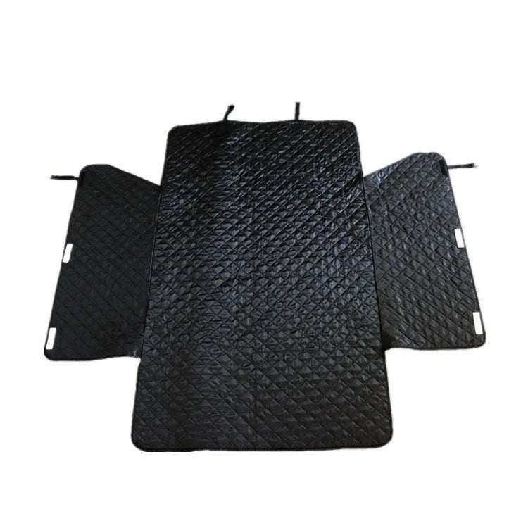 Large black quilted cotton car trunk pet mat 174x190cm with PVC backing for dog travel