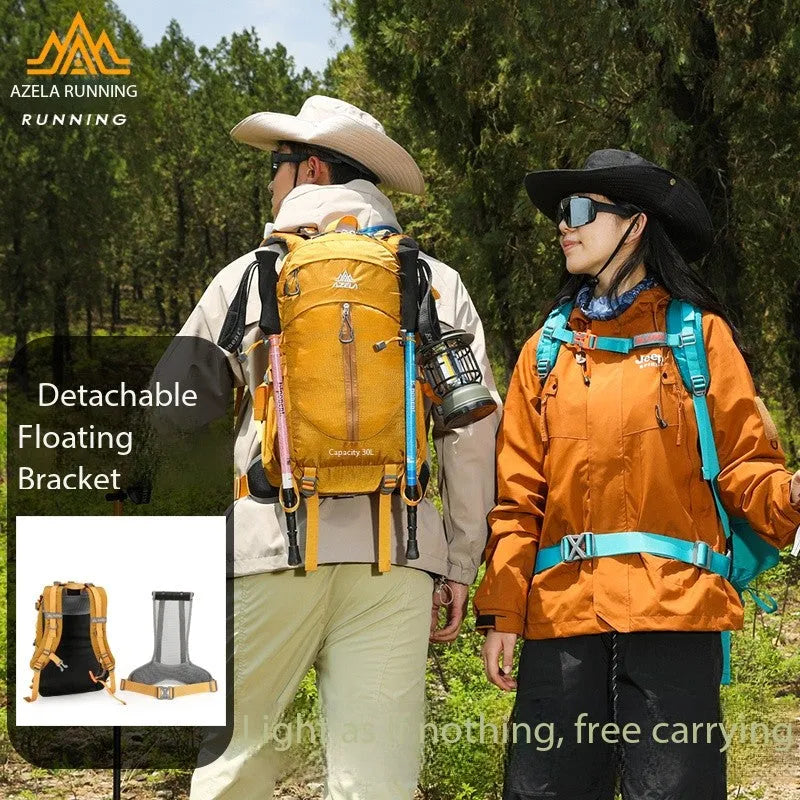 AZELA 30L Outdoor Hiking Backpack in black with adjustable straps on a white background