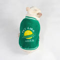 Green fleece-lined cotton winter dog clothing shown in sizes L through 4XL