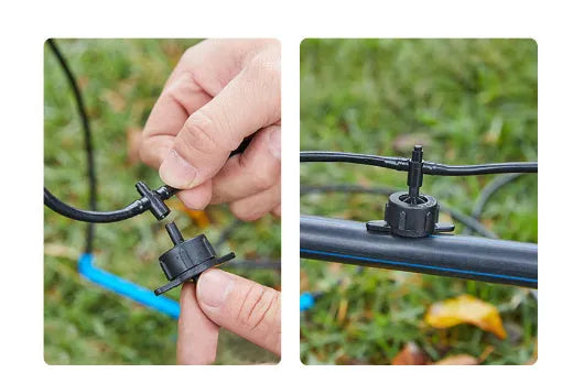 PE plastic tee water distributor joint for micro spray irrigation systems.