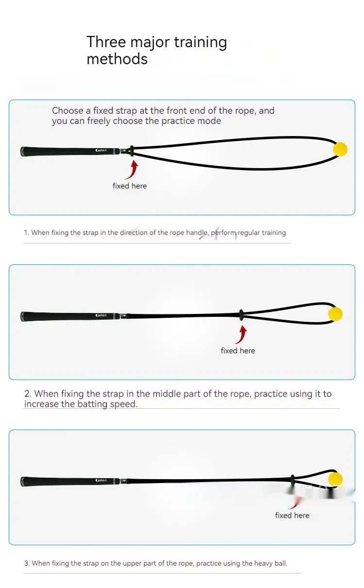 Black golf swing training rope with silicone elastic string for physical correction practice