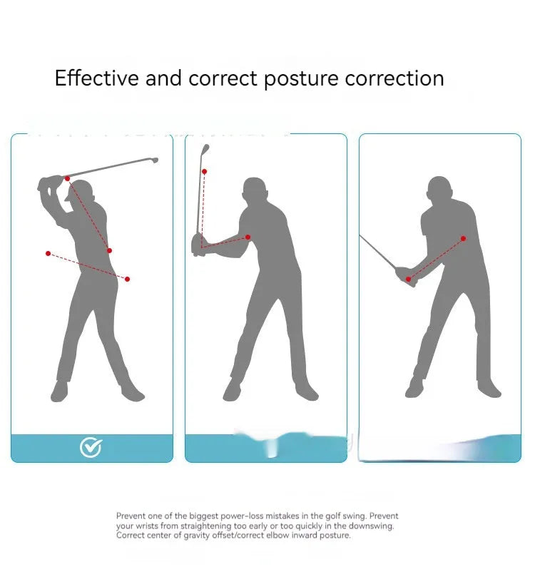 Black golf swing training rope with silicone elastic string for physical correction practice