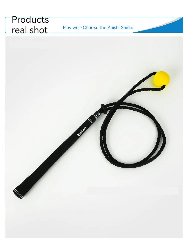 Black golf swing training rope with silicone elastic string for physical correction practice
