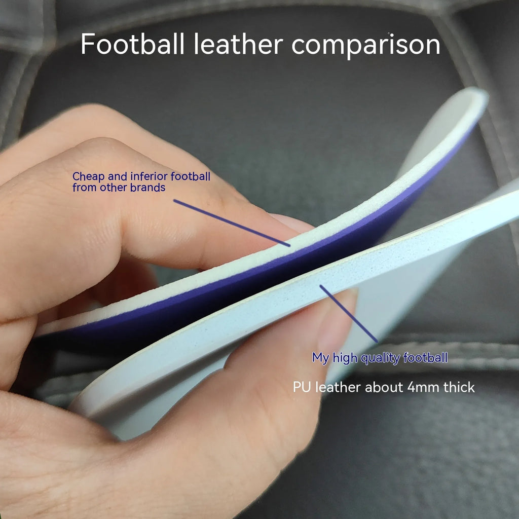 Fluorescent green PU football Size 5 with seamless thermal adhesive patch construction