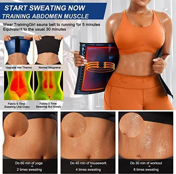 Neoprene adjustable abdominal support belt in blue colour showing waist shaping design