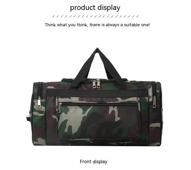 Camouflage pattern luggage bag with 20L capacity and waterproof fabric construction