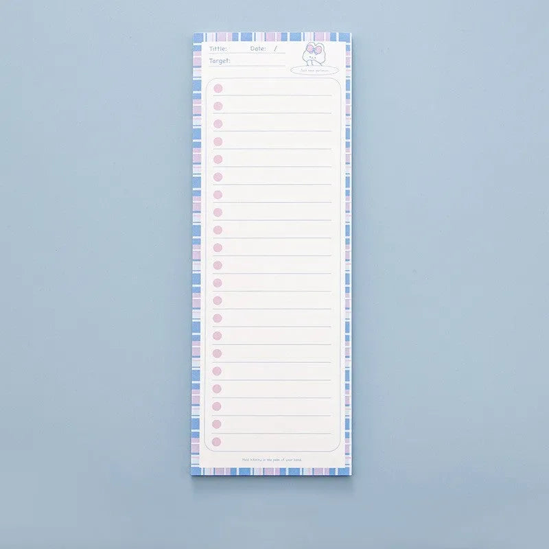 Cartoon colour-striped student notepad in plastic box, A5 size 90x248 mm, blue pink purple yellow designs